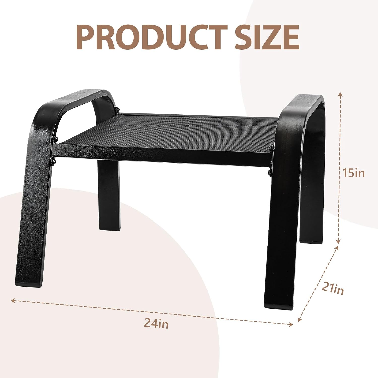 Outdoor Footstools All Weather Ottomans Solid Steel Frame Footrest Seat Side Table Black