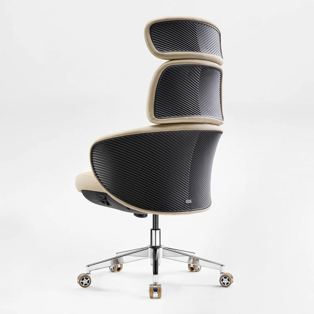 EUREKA ERGONOMIC Royal Rowan Leather Desk Chair, Microfiber PU Leather Office Chair with Wheels and Headrest, High Back Office Chair, Executive Office Chair Comfy for Home & Office, Off-White