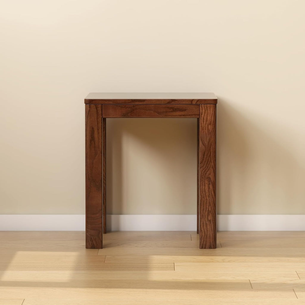 100% Solid Wood Stool, Walnut Wood Ottoman Footrest Stool Vanity Chair Bench Seat for Entryway Dining Bedroom Makeup (Walnut no Cushion, 1)