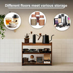Wooden Cup Holder Walnut 3 Tier Shelf Organizer | Coffee Station Organizer, For Kitchen Home