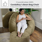 CordaRoy's Chenille Bean Bag Pouf Footstool, Moss