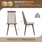 DUHOME Walnut Windsor Wooden Dining Chairs Set of 4, Wood Dining Room Chair Spindle Side Kitchen Room Country Farmhouse Chairs Walnut