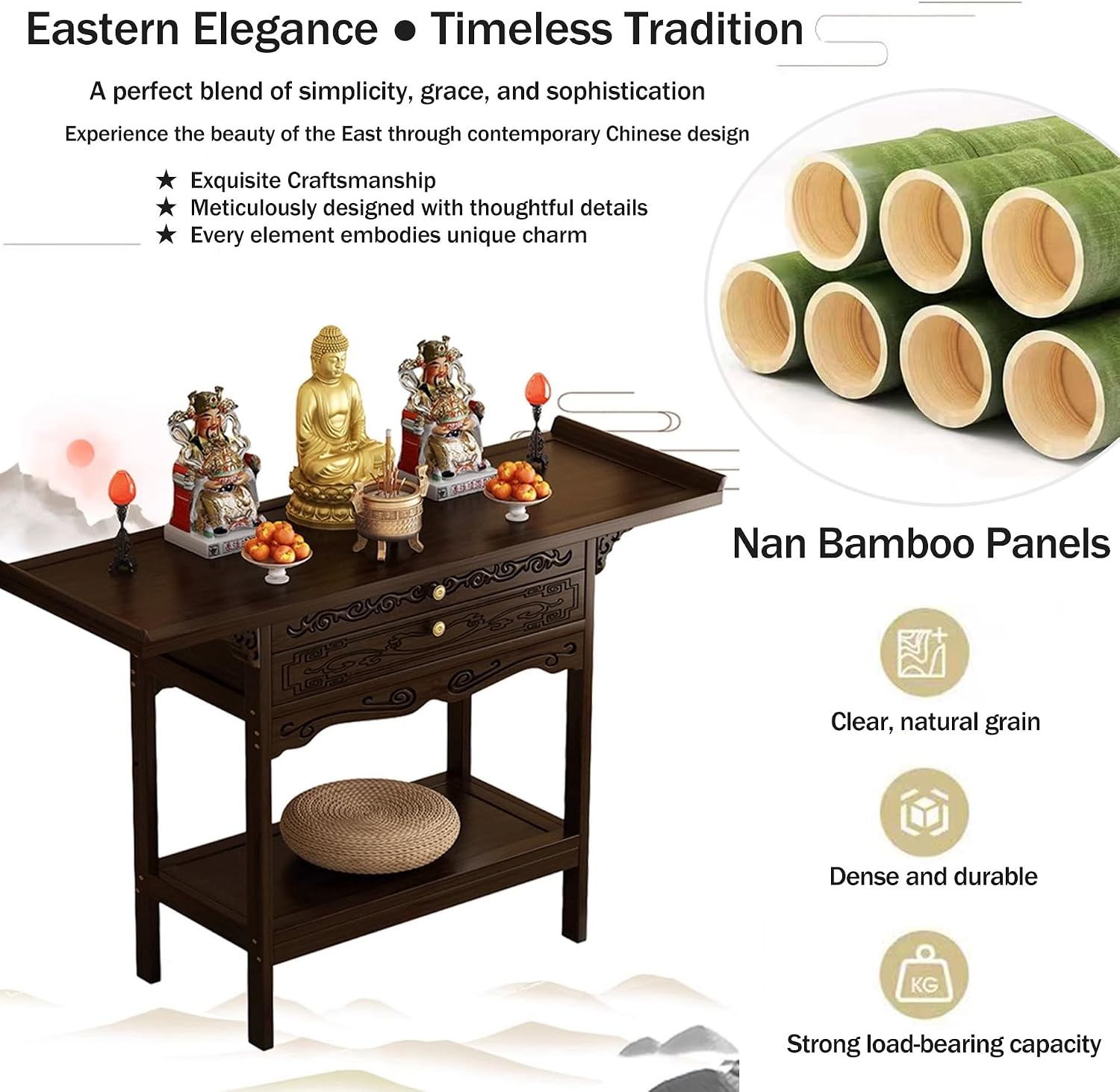 Altar Table,Meditation Table with Storage,Floor Puja Tables for Spiritual,Alter Cabinet with Drawer,Personal Shrine Altar,Buddhist Shrine Prayer Stand Riser,for Home Decor,Witch Wiccan(25.9x15.7x39.3i