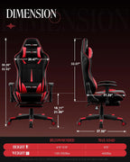 GTPLAYER Gaming Chair with Speakers, Video Game Chairs with Footrest, PC Game Chairs for Adults - Padded High Back Ergonomic Reclining Silla, Linkage Armrest, 909MF, Black-Red