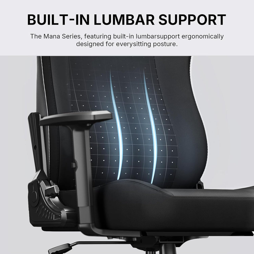 Anda Seat MANA Black Fabric Gaming Chair - Ergonomic Game Chairs with Adjustable Armrest, Comfortable Office Chair with Lumbar Support, Heavy Duty Wide Computer Seat for Game & Work