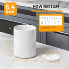 Nucookery Utensil Holder with Spoon Rest, 6.4'' Large Ceramic Kitchen Utensil Crock, Heavyweight Countertop Organizer Holds 10–15 Utensils, Easy Clean, Non-Slip Cork Base