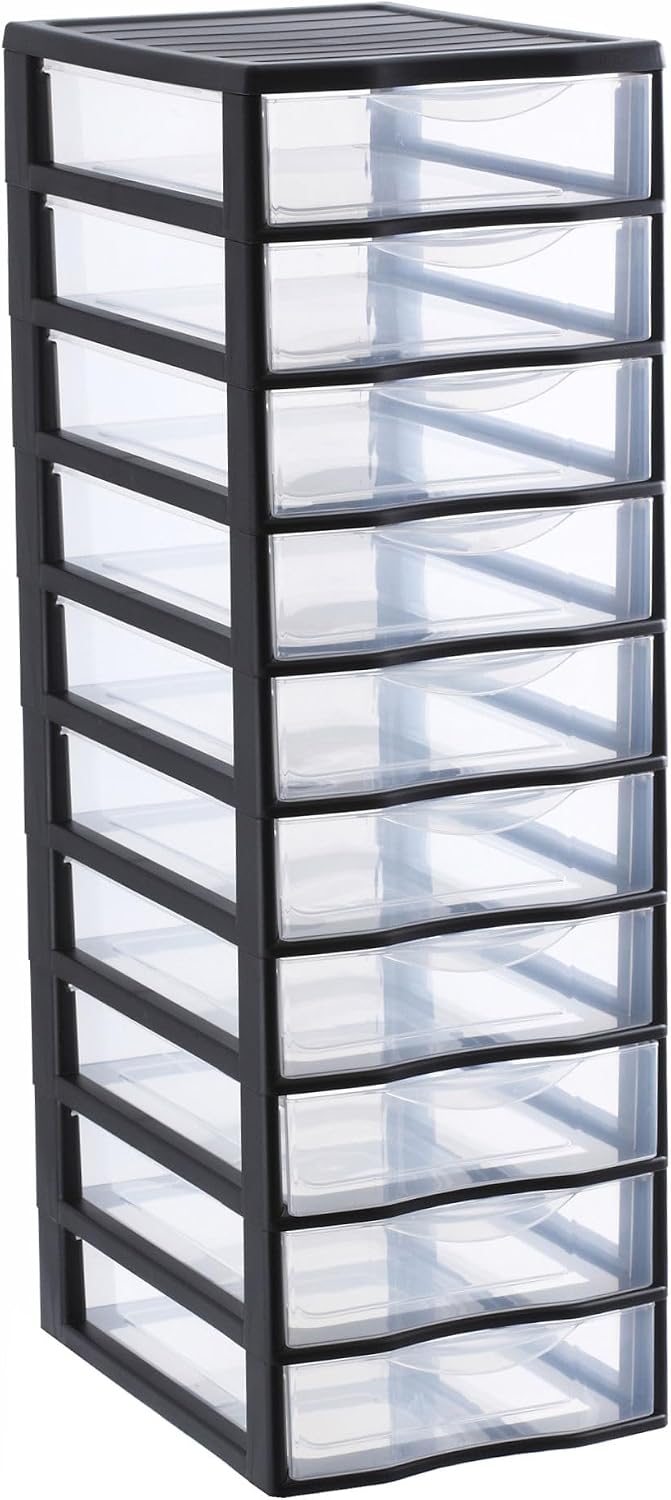 Sundis 10-Drawer DIY Storage Tower, Black