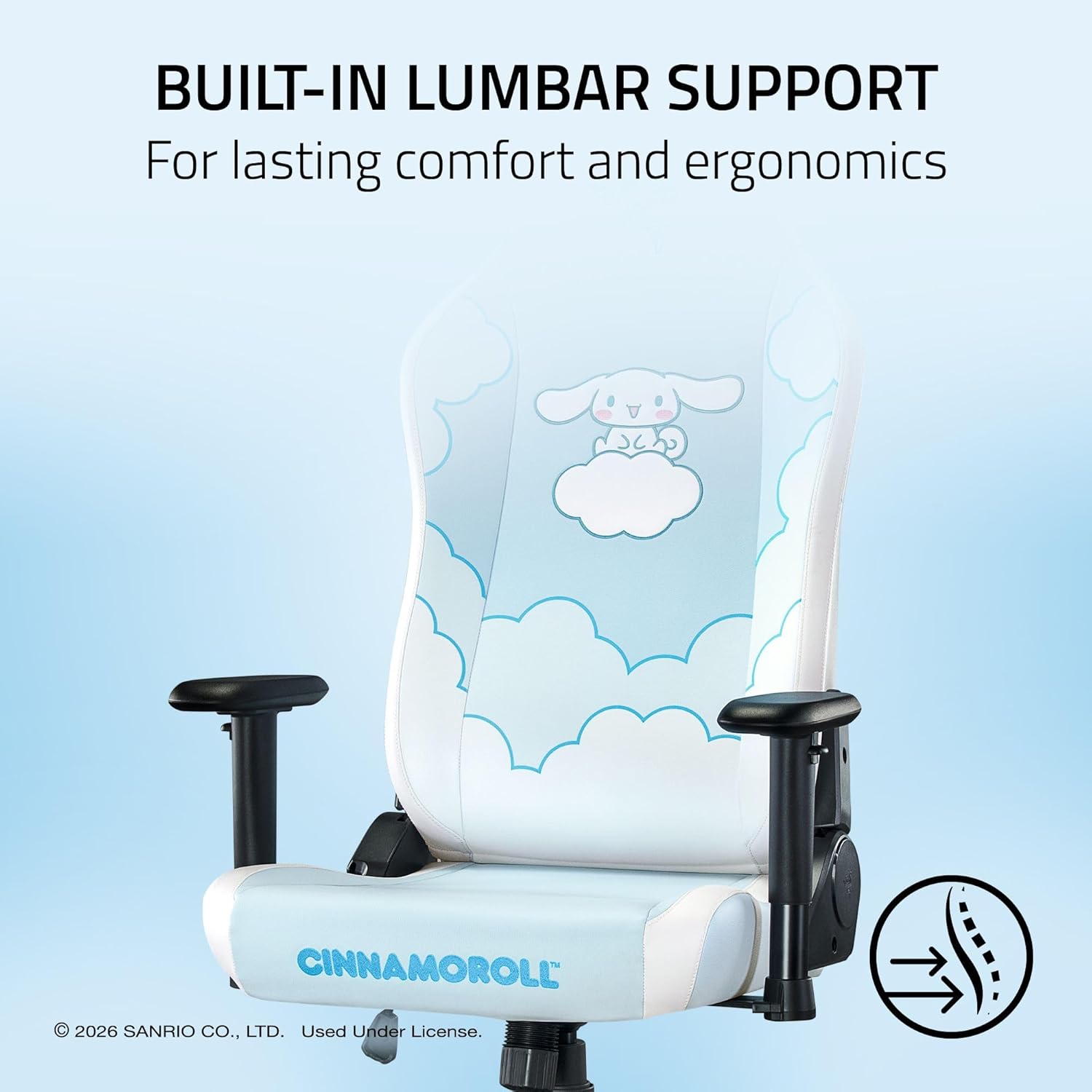 Razer Iskur V2 X NewGen Ergonomic Gaming Chair — Built-in Lumbar Support, Cooltouch Gen-2 EPU Leather, Ultra-Wide Seat Base, Adjustable 152 Degree Recline, Foam Cushions — Cinnamoroll Edition