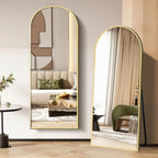 65"×21" Floor Length Mirror, Full Body Standing Mirror, Shatter-Resistant Glass & Slim Alloy Frame, Freestanding/Leaning/Wall Mount for Bedroom, Living Room & Entryway, Gold