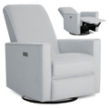 Evolur Harlow Upholstered Power Glider Recliner with USB Charging – Rocking & 275° Swivel with Smooth Glide – Greenguard Gold & FSC Certified – Modern Nursery and Living Room Chair in Grey