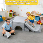 15pcs Unique Modular Kids Play Couch - Convertible Foldable Toddler Sofa Bed with Removable Crystal Velvet Cover, Safe Couches Kids Furniture for Playroom & Bedroom, for Boys and Girls