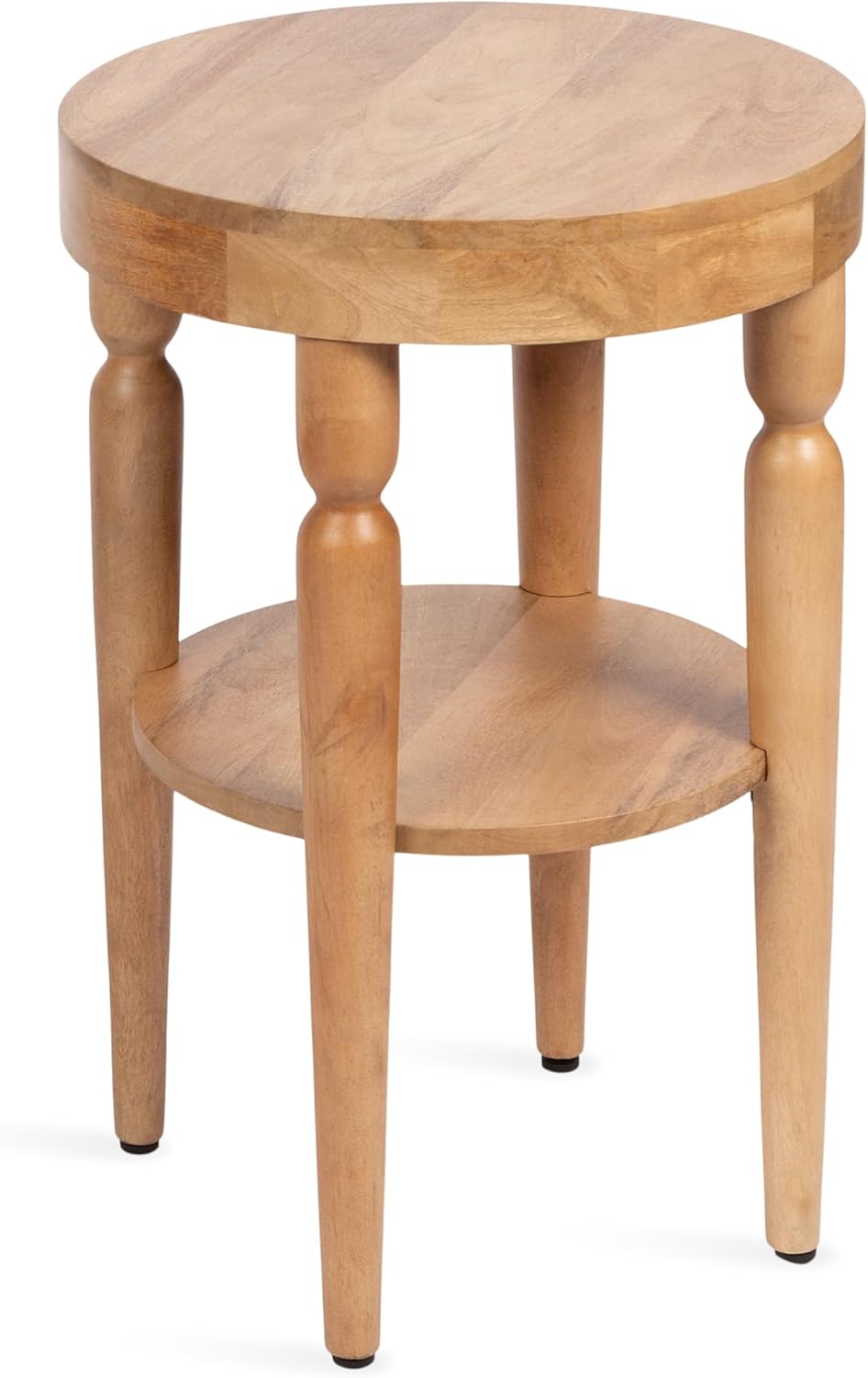 Kate and Laurel Ardentown Modern Round Wood Side Table, 16 x 16 x 24, Natural Wood, Turned Leg Two-Tier End Table for Use as a Bedroom Nightstand or Living Room Plant Stand Table