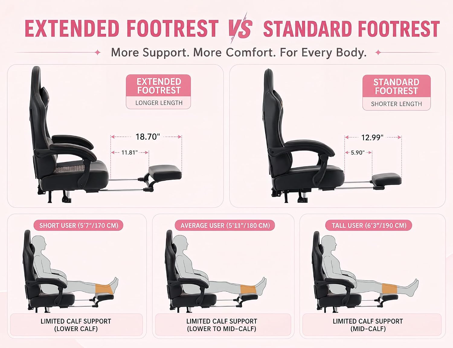 Mistpeople Gaming Chair, Ergonomic High Back Computer Chair with Footrest, Lumbar Support & Pocket Spring Cushion, Comfortable Swivel Home Office Desk Chair for Adults