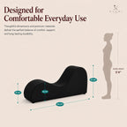 Naomi Home Yoga Chair for Adults - Ergonomic Yoga Chaise Lounge Bench, Wood & Metal Frame, 330 lb Capacity, Upholstered Microfiber Lounge for Deep Stretching, Relaxation & Creative Comfort - Black