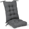 Non-Slip Rocking Chair Cushion Set with Thick Tufted Design, Set of Seat & Back Cushion with Ties for Rocking Chair Cushions Indoor,Classic Linen Fabric(21×17/17×17,Dark Gray)