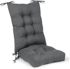 Non-Slip Rocking Chair Cushion Set with Thick Tufted Design, Set of Seat & Back Cushion with Ties for Rocking Chair Cushions Indoor,Classic Linen Fabric(21×17/17×17,Dark Gray)