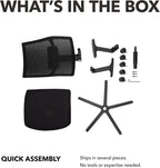 HON Ignition 2.0 Mid‑Back Ergonomic Office Chair, Mesh Task Seating with Lumbar Support, Advanced Synchro‑Tilt, Height and Width Adjustable Arms, Black Frame, Black