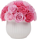 Preserved Roses in Vase,25Pcs Forever Roses with Ceramic Vase,Long Lasting Natural Flowers for Table Decor, Centerpieces for Tables,Party,Weeding,Birthday