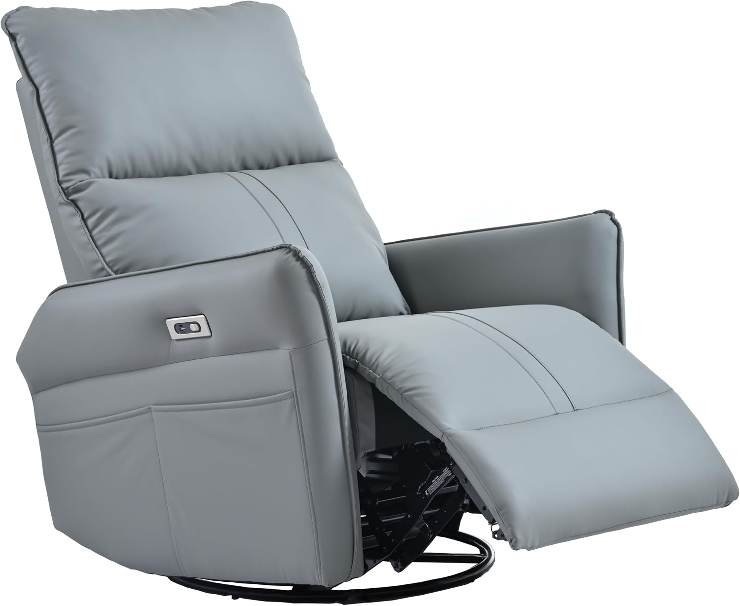 Power Swivel Rocker Recliner Chair with USB Charging Port | PU leather, 270° swivel, power recline, rocking motion, USB & Type-C ports, side pockets, 330 lb capacity, living room