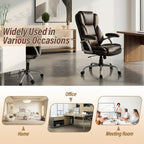 Giantex Executive Office Chair, Leather Ergonomic Computer Desk Chair w/Rocking Function, Padded Seat & Arms, Height Adjustable Gaming Chairs, High Back Rolling Swivel Chair for Home Office (Espresso)