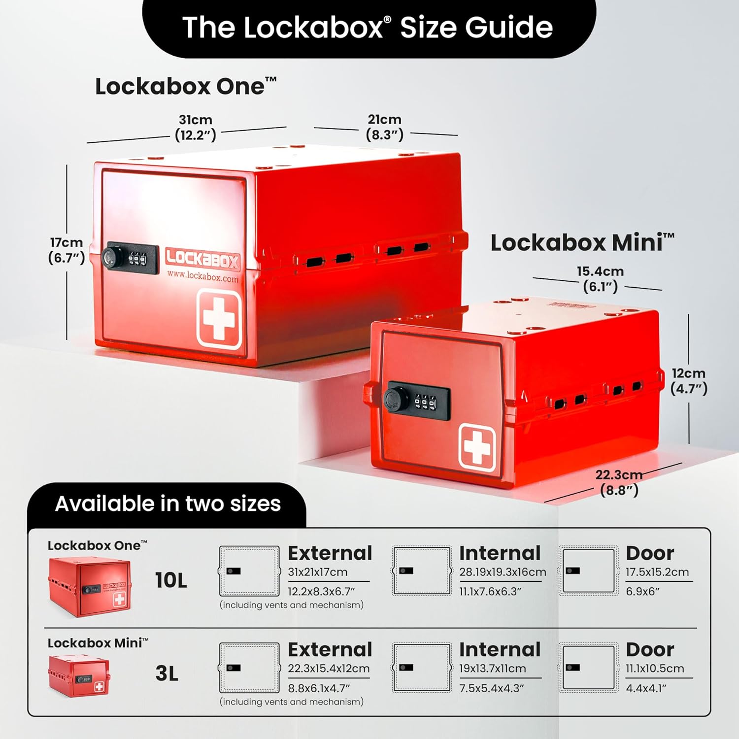 Lockabox Mini™ | Small Medicine Lock Box with Combination Lock (Half Letter Sized) | Mini Medical Lockable Box For Tablets, Creams & Medical Pens | External Size 8.8 x 6.1 x 4.7 Inches (Medi Red)