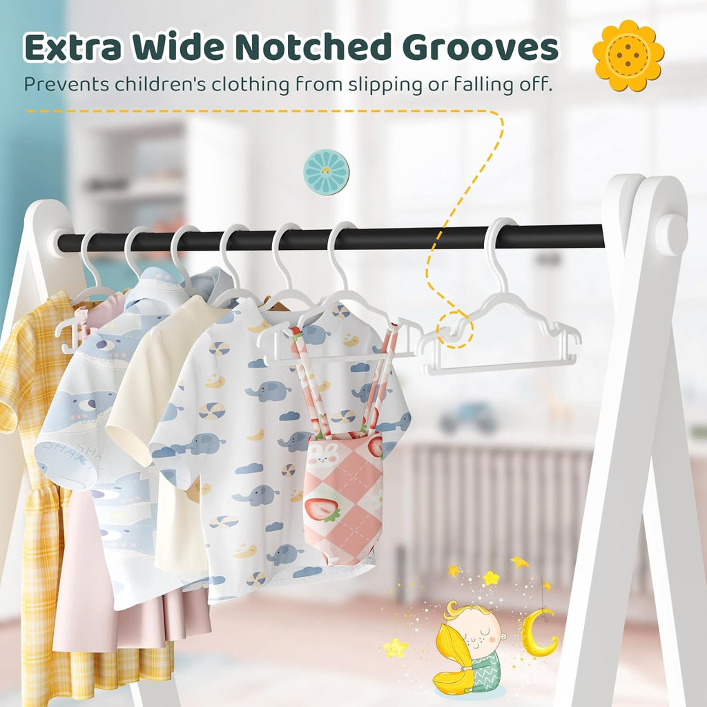 Baby Hangers Kids Plastic Hangers for Closet Non-Slip Toddler Hanger for Infant Child Clothing, Small Children Hanger Ideal for Boys and Girls Closet Pants Coats Skirts - 30 Pack, White