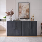 69'' Sideboard Buffet Cabinet W/Storage, Modern Accent Cabinets W/Curved Handles & Adjustable Shelves, 4 Doors Coffee Bar Buffet Table Credenza for Living Room Kitchen Hallway, Dark Grey