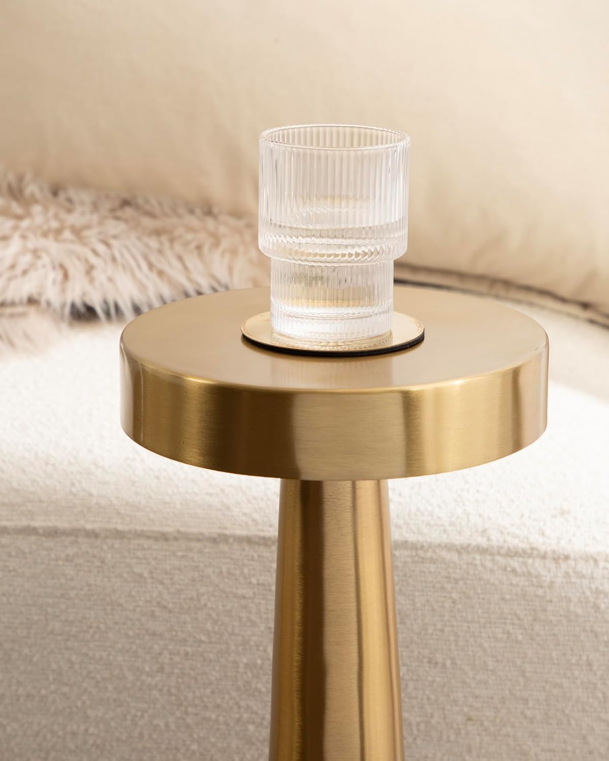 Kate and Laurel Saxena Modern Round Metal Drink Table, 8 x 8 x 24, Gold, Metal Martini Table with Pedestal Design for Use as Small Indoor Plant Stand or Living Room Accent