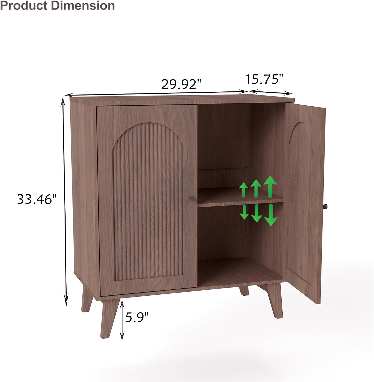 Sideboard Buffet Cabinet with Storage, Modern Accent Cabinet with Adjustable Shelf & Solid Wood Legs, Farmhouse Coffee Bar Cabinet for Living Room, Kitchen, Entryway, Walnut*2 pc