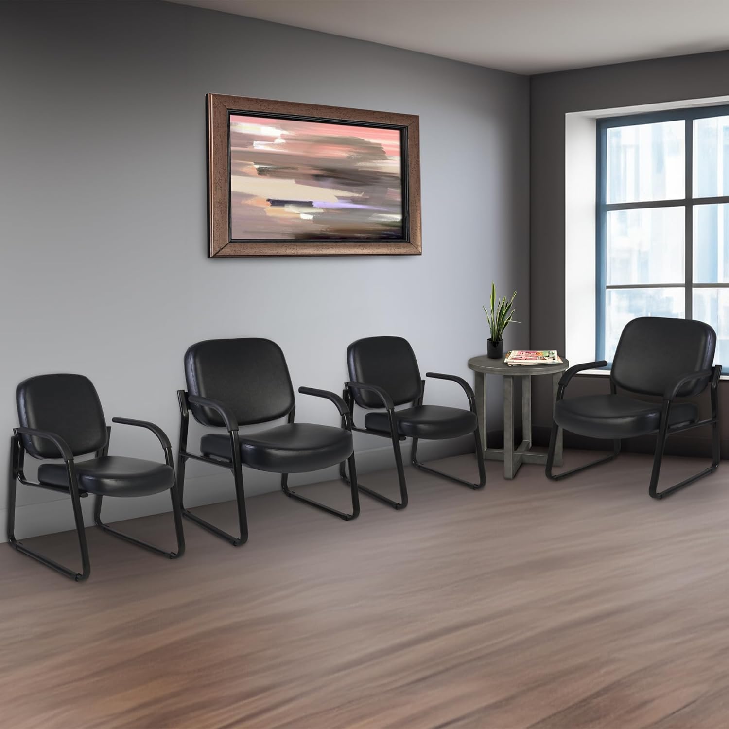 Romig Victor Guest and Reception Chair with Arms, Vinyl - Black