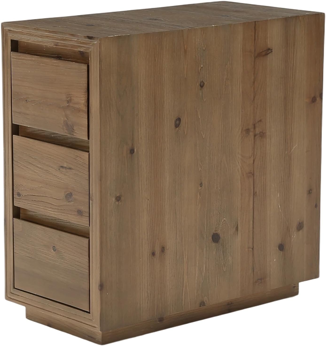 LITTLE TREE 2-Pack Solid Wood 3-Drawer Nightstand, 23.62" H Bedside Table with Storage, No Assembly Wooden Side Table for Bedroom, Living Room & Sofa Side