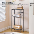 HOOBRO 15.7" Narrow Console Table for Small Space, 3 Tier Entryway Table with Adjustable Shelf, Behind Couch Table, Sofa Table, for Entryway, Hallway, Living Room, Rustic Brown and Black BF41XG01