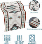 Turquoise Beige Boho Bed Runner King Size, Vintage Ethnic Tribal Southwestern Bed Scarf Protector Slipcover for Bedroom Wedding Room Hotel, Bedding Runner Throws for Foot of Beds 94"x20"