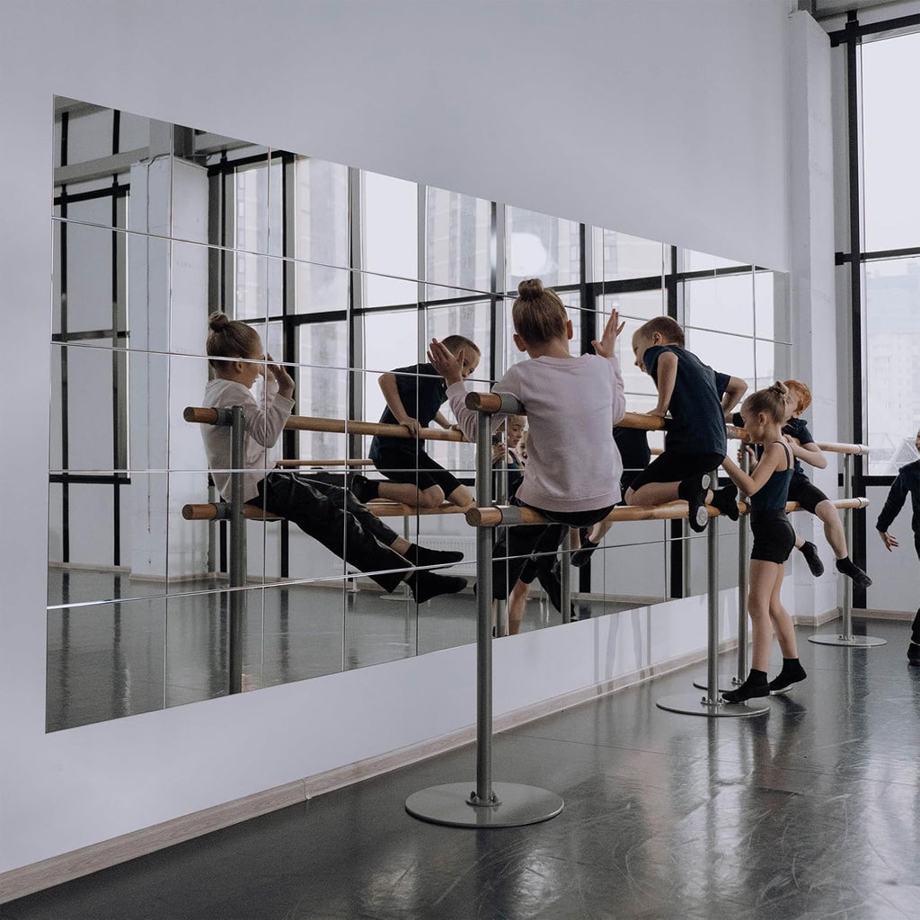 Ruomeng Home Gym Mirrors 12 Inch x 12Pcs Wall Mounted Mirror Glass Frameless Full Length Mirror Tiles for Home Gym, Bedroom, Door & Bathroom