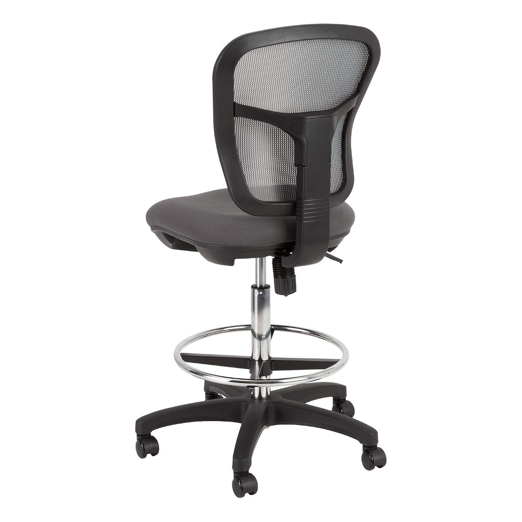 Norwood Commercial Furniture Adjustable-Height Office Mesh Drafting Chair with Chrome Footrest Ring & Optional Arms