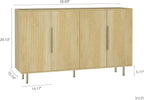 USHOWER 56" Sideboard Buffet Cabinet with Storage - 4 Fluted Doors & Adjustable Shelves, Modern Wood Credenza with Metal Legs for Living Room, Dining Room, Kitchen, Entryway, Large Countertop Space