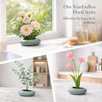 Japanese Flower Frog Vase Set, Celadon Glaze | Japanese Artisan, Flower Frog, Modern Flower Arrangement Pot, Living Room Decor & Art Supplies, Gift Box for Flower Lover