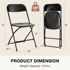 DUMOS Folding Chairs Sets of 6, 330lbs Capacity Plastic Stackable Home Office Chair, Portable Fold Up for Indoor Outdoor, Patio, Camping, Garden, Party (Black)