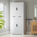 roomfitters 72" Tall Fluted Kitchen Pantry Cabinet with 4 Pull-Out Drawers & 6 Door Spice Racks, White