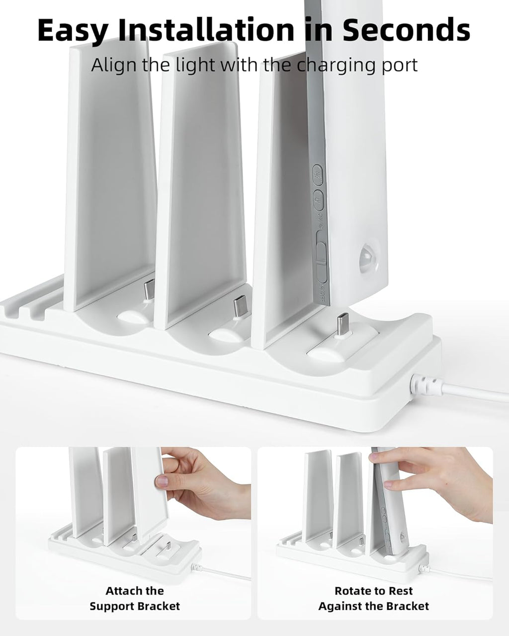 EZVALO Charging Station for Under Cabinet Lighting, Charging Base Compatible with MCGOR, Gritin, 3 Type-C Ports(Adapter Not Included)⁠