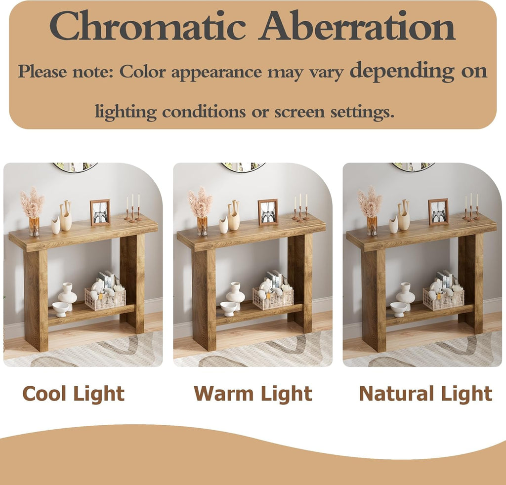 LIFECHOVY Farmhouse Wood Entryway Table Narrow Console Tables with Storage Behind The Couch Sofa, Entrance Side Table with Shelves for Hallway, Living Room, Foyer, Rustic