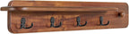 Alaterre Furniture Calais 36 Inch Wall Mount Coat Rack with Shelf with 4 Coat Hooks and Peg – Acacia Wood Wall Hangers (Chestnut)