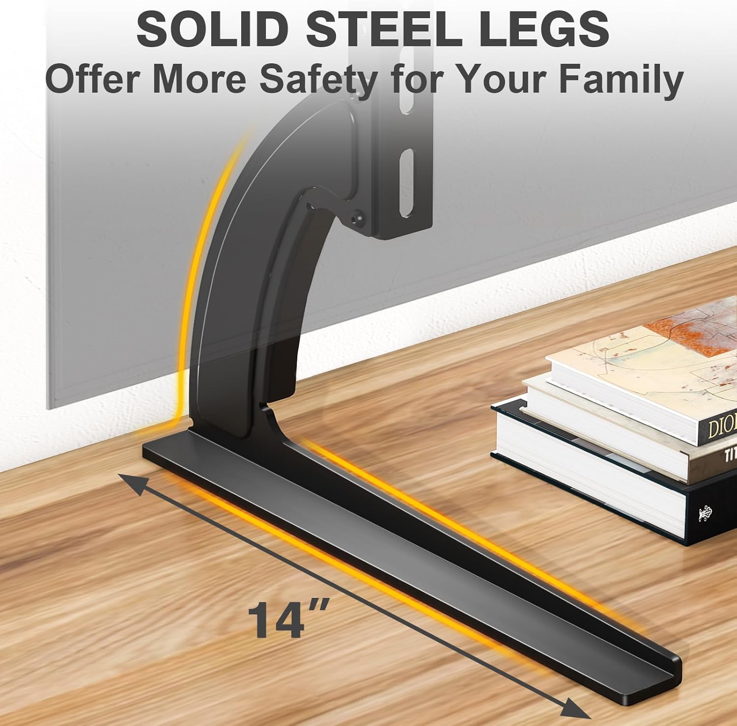 TAVR Universal Table Top TV Stand Mount for 27 30 32 37 40 43 47 50 55 60 65 Inch LCD LED Flat/Curved Screen TVs, Height Adjustable TV Legs, Strong TV Base Holds up to 88 lbs, Max VESA 800x500mm