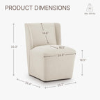 KISLOT Upholstered Dining Chairs Set of 4 with Casters, Wingback Modern Side Armless Deskchair with Rollers for Diningroom Bedroom Livingroom Reading Room, Cream Beige Fabric