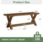 43.3" Solid Wood Bench, Farmhouse Wooden Entryway Bench with Storage Shelf, X-Shaped Leg Design, Entry Way Shoe Benches Seat for Hallway, Kitchen, Bedroom, Living Room