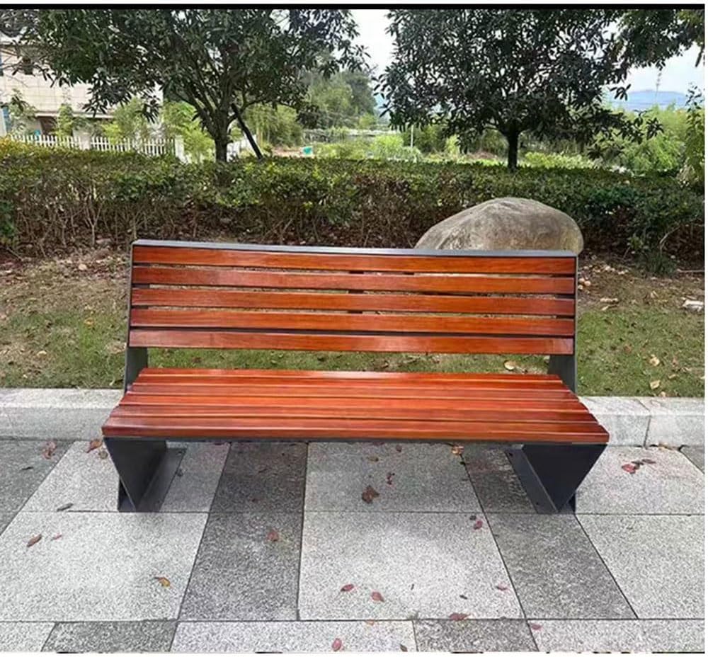 Patio Benches for Outdoors Stainless Steel Park ChairOutdoor BenchesPineapple LatticeSolid WoodPlastic Wood BackrestThickened BenchPatio Seating Garden Benches for Outdoors