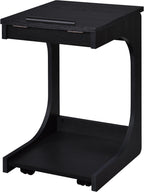 Coaster Home Furnishings - Ralston - Wood - C-Shaped Lift-Top Side Table with Sculpted Frame, Lower Open Shelf, and Black Casters - Living Room - 25.5-Inch - Black Finish - 930290