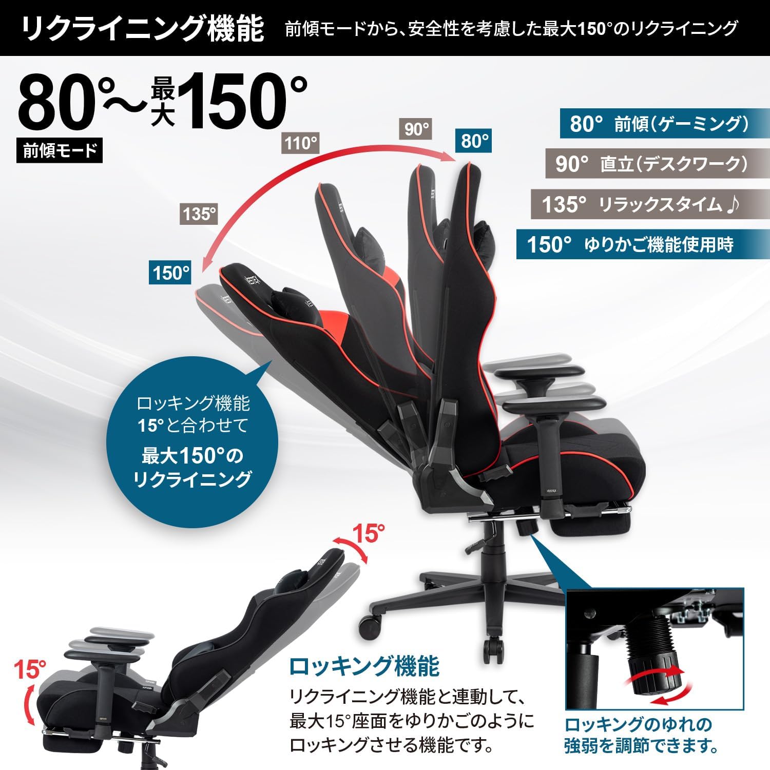 VESTEX VES-S2FTRD S2 Series Gaming Chair with Footrest, Red, High Water Repellent Mesh Fabric, Pocket Coil, Low Seat, Lumbar Support with Vibration Function, Back Pocket, 3D Wide Arm,