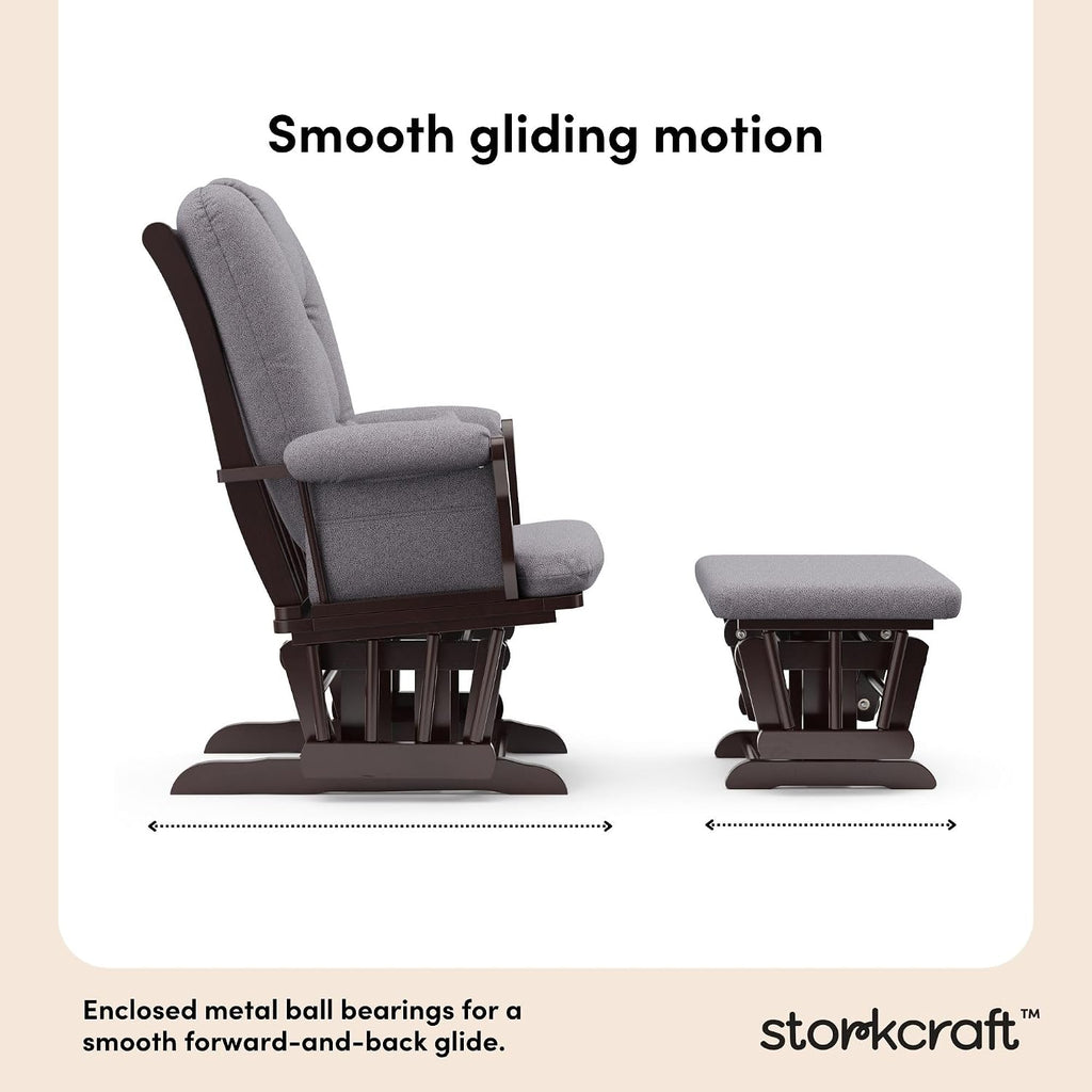 Storkcraft Tuscany Glider & Ottoman with Lumbar Pillow, Espresso/Gray Swirl