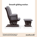 Storkcraft Tuscany Glider & Ottoman with Lumbar Pillow, Espresso/Gray Swirl